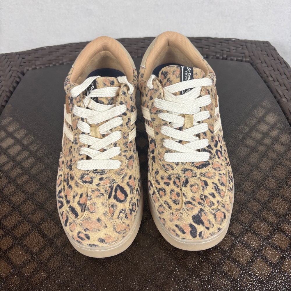 Dr. Scholls Rebel Sport Leopard Print Lace Up Suede Sneakers Size 9.5M